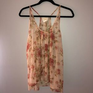 Sheer floral tank top